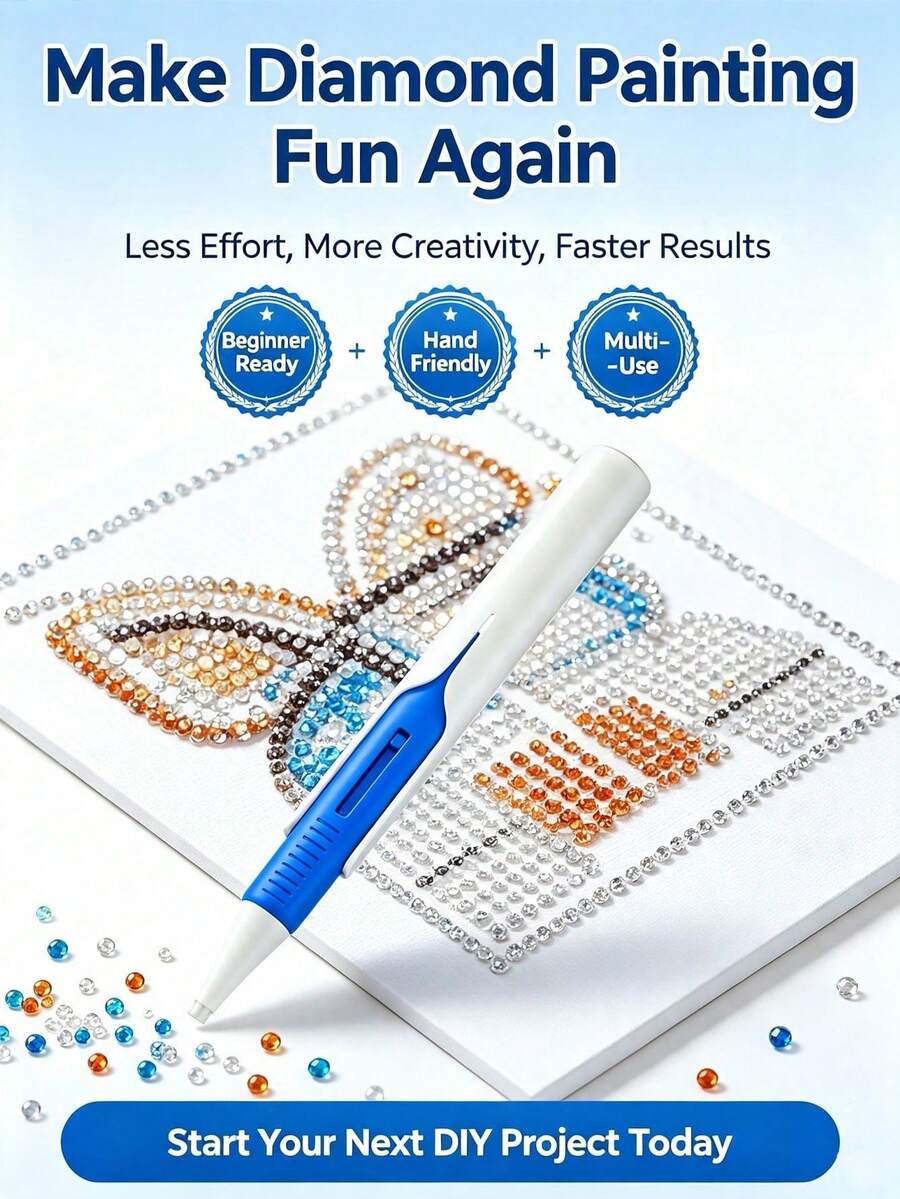 1pc Automatic Diamond Painting Pen, Comfortable Grip, Quick Pickup And Release, Ergonomic Non-Slip Handle Design, Ideal Tool For DIY Diamond Painting Crafts, Diamond Art Tool, Suitable For Canvas, Cards, Nail Art DIY - A - View 1