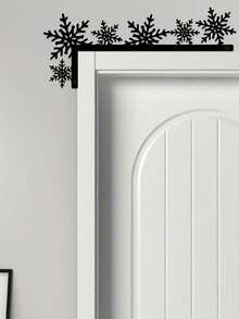 1pc Christmas Snowflake Door Corner Metal Decor, Large And Small Snowflake Door Corner, Wall Decoration, Bedroom Living Room Bathroom Door Frame Decor, Autumn Winter Decor, Modern Decor, Christmas Decor. Snowflake Silhouette Wall Art For Door Frame Home Christmas Decoration (No Nails) - Black - View 7
