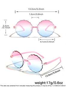 3pcs Kids 3‑8Y PC Fashion Glasses, Rimless Scalloped‑Petal Gradient Lenses, Lovely Pastel Eyewear For Summer Outdoor Outings With Glasses Box - Multicolor - View 6