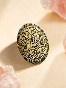 1pc Vintage Oval Brooch With Classical Pattern, Distressed Craftsmanship, Delicate Twisted Floral Design With Exotic Atmosphere, Thick Texture, Fabric-Friendly, Versatile For Various Outfits, Unique And Distinctive, Suitable For Collection Or As A Special Commemorative Gift - Bronze - View 8