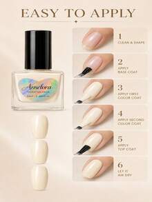 Anselora Creamy Ivory Water-Based Nail Polish, High Gloss Quick Air Dry Smooth Coverage Nail Varnish, 12ml No Lamp Needed Daily DIY Manicure - White - View 9