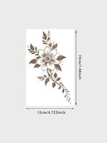 1pc Washable Minimalist Fashion Forest Floral Vine Tattoo Sticker, Neck / Collarbone Elegant Line Waterproof Temporary Tattoo, Lasts 2-3 Days - Brown - View 6