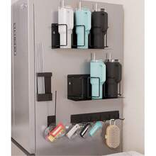 Rak Gelas Magnetik - Rak Penyimpanan Kulkas 3 Tingkat, Cocok untuk Gelas, Cangkir, dan Botol Air. Desain Hemat Ruang dengan Alas Magnet yang Kuat, Sempurna untuk Penyimpanan di Dapur dan Kamar Mandi. Solusi Penyimpanan Dapur. Aksesori Dapur Modern - MultiWarna - View 3