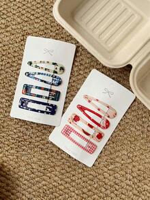 Cute Printed BB Hair Clips, Colorful Dopamine Side Bangs Hair Clips, Sweet Girl Hair Accessories, Autumn New Arrival - Bright Colors - View 7