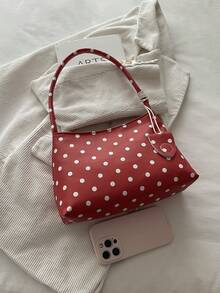 Polka Dot Pattern Versatile Fashionable Shoulder Bag Baguette Bag - Red - View 10