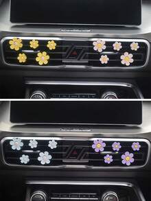 5 Peças Clipe de Fragrância de Ventilação de Ar de Carro com Margarida Fofa, Clipe Decorativo de Ar-Condicionado de Carro, Ornamento de Decoração de Interior de Carro com Flor, Decoração de Fragrância de Carro - A - Visão 6
