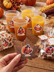 10/20/40pcs Custom Photo Thanksgiving Turkey Sticker, Personalized Kid Turkey Decal For Mugs Cups Gift Bags Party Favor Autumn Holiday Decoration - Multicolor - View 2