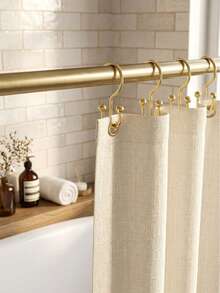 12pcs Rust-Proof Double Roller Shower Curtain Rings, Aesthetic Mountain Shape Metal Shower Curtain Hooks, Suitable For Shower Curtains And Liners, Smooth Sliding Heavy Duty Hanging Rings, Modern Bathroom Accessories, Star Wand (12pcs Set) - Gold - View 1