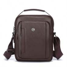 1pc Men's Vintage PU Crossbody Bag, Multi-Compartment Large Capacity Handbag, Business Commute Shopping One Shoulder Small Backpack - Crossbody Bag - View 14