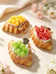 Móc khóa túi hình bánh sừng bò việt quất chân thực sáng tạo, mặt dây chuyền bánh mì nướng nhân kem sừng bò, phụ kiện nhỏ quà tặng vui nhộn, phù hợp trang trí hộp phối hợp, thời trang ngọt ngào quyến rũ, quà sinh nhật tiệc cho bạn bè và bạn thân - Nhiều màu - Xem 4