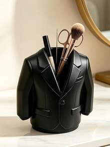 Unique Black Suit Design Desktop Organizer, Makeup Brush & Pen Storage Holder, Decor Vanity Desk Container, Practical Desk Accessory For Home Office, Cool Decor Gift For Friends & Colleagues - Multicolor - View 2