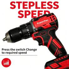 SuperPan 20V Brushless Cordless Drill Bare Tool, High Torque Drill Suitable For Home And DIY Projects, Battery And Charger Not Included - Red - View 3