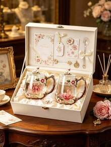 1 Set (1 Cup, 1 Spoon) Daisy Coffee Cup, Water Glass, Ceramic Spoon, Breakfast Milk And Juice Cup (No Lid) - Multicolor - View 9