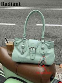 2026 New Y2K Fashion Large Capacity American Retro Versatile Motorcycle Style Shoulder Underarm Bag Handbag (Accessories Not Included) - Mint Green - View 1