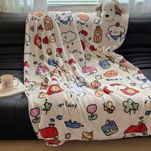Printed Flannel Blanket, Soft & Lightweight All-Season Air Conditioning Blanket, Portable Warm Blanket Suitable For Student Dorm, Bedroom, Sofa Decoration - Multicolor - View 6