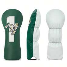 1pc Vintage Style Golf Club Head Cover With Number Marking And Exquisite Floral Embroidery, PU Material, Suitable For Driver, Fairway Wood And Hybrid, Protects Club Head From Scratches And Dust, Premium Golf Accessory - Multicolor - View 6