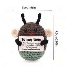 1pc Hand Crocheted Firefly Plush Doll, Knitted Firefly Toy, With Love Message Card, Cute, Valentine's Day Gift For Lovers. - Multicolor - View 3
