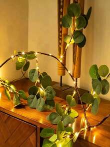 1pc Eucalyptus Leaf Decorative Light, LED Olive Leaf Branch Wall Lamp, USB Powered, 8 Lighting Modes, Beautiful Romantic DIY Decoration, Suitable For Party And Holiday Use, Can Be Used As A Portable Gift - Warm white light - View 10