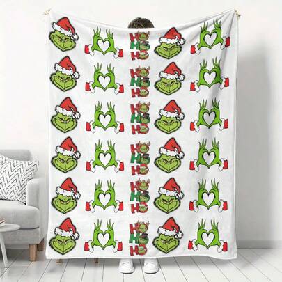 The Grinch Green Furry Flannel Blanket, Soft Warm Thickened Flannel Winter Warm Blanket, Cute Cartoon Anime Character Office Nap Blanket. Outdoor Camping Warm Blanket, Winter Warm Bedding Blanket, Sofa Blanket, Travel Blanket, Bed Blanket, Air Conditioning Blanket, Car Seat Warm Shawl Blanket, Christmas Gift For Family And Friends, Halloween Costume