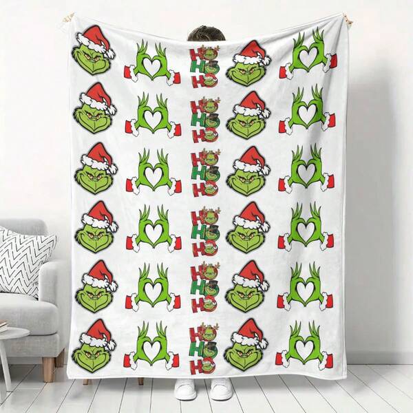 The Grinch Green Furry Flannel Blanket, Soft Warm Thickened Flannel Winter Warm Blanket, Cute Cartoon Anime Character Office Nap Blanket. Outdoor Camping Warm Blanket, Winter Warm Bedding Blanket, Sofa Blanket, Travel Blanket, Bed Blanket, Air Conditioning Blanket, Car Seat Warm Shawl Blanket, Christmas Gift For Family And Friends, Halloween Costume