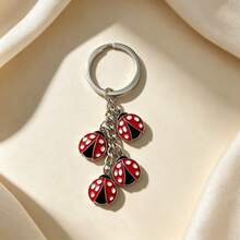 1pc Cartoon Sweet Enamel Seven-Star Ladybug Colorful Umbrella Keychain Lucky Pastoral Style Beetle Key Chain Accessory Insect Gift - Multicolor - View 11