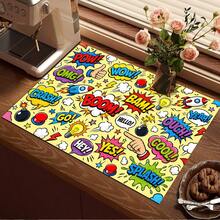 Printed Pattern Drainage Mat/Absorbent Mat/Drying Mat Coffee Machine Tableware Drying Mat - Absorbent Polyester Desktop Protector Mat With Rubber Non-Slip Backing, For Kitchen Countertop Decoration - Home Bar And Dining Table Placemat - Multicolor - View 6