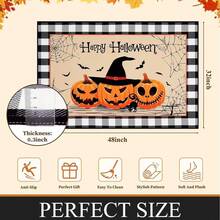 GEL HUT MUN Halloween Door Mat Indoor WelcomeMat, Black PlaidGhost, Soft, Front Door, Ultra Thin, Pumpkin Doormat,Non Slip, Washable Entryway Rugs For Hallway Kitchen Halloween Deco - B - View 6