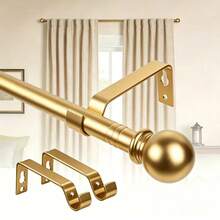 Gold Curtain Rods For Windows 28 To 48 Inch, Adjustable Curtain Rod Set With Brackets Easy Install, Decorative 5/8" Drapery Rod, Heavy Duty Curtain Rods For Bedroom, Kitchen, Living Room - Vintage Round Ball - Gold - View 7