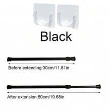 3pcs No-Drill Multi-Color Telescopic Rods With Matching No-Drill Transparent Strong Adhesive Rod Clips, Designed For Bathroom, Kitchen, Window And Other Spaces, 1 Rod With 2 Hanging Hooks, Stable Load-Bearing And Non-Detachable - A - View 12