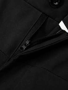 Men's Versatile Straight Leg Rivet Decor Workwear Casual Pants, Suitable For Daily Street Outdoor Commute Multi-Scenario - Black - View 5