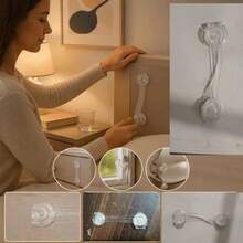 1Pc/3/5/7/9/11Pcs Transparent Long Lock - No Drilling Adjustable Drawer, Cabinet And Refrigerator Door Lock, Anti-Theft, Multi-Angle Flexible Design, Suitable For Various Home Scenarios - Transparent - View 12