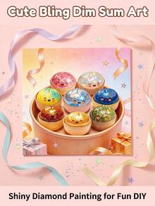 5D Shiny Dumpling Theme Creative DIY Decoration Set, Cute Food Shaped Handmade Craft, Fun Dumpling Pattern Combined With Mosaic Rhinestone Design, Presenting Exquisite Glitter Visual Effect, Suitable For Adults And Craft Enthusiasts For Creative Making, Can Be Used For Desktop, Dining Table, Living Room, Bedroom, Study, Office And Home Space Decoration, Creating Unique Personalized Home Atmosphere, Also Suitable As Handmade Gift And Holiday Creative Gift, Frame Not Included - View 5