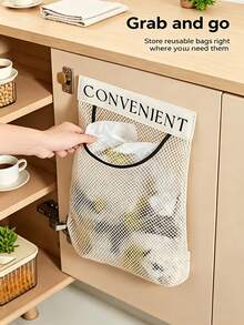 1pc Wall-Mounted Plastic Bag Holder, Large Capacity Kitchen Trash Bag Storage Rack, Self-Adhesive Shopping Bag Organizer, Suitable For Kitchen Cabinet Doors, Space-Saving Home Storage Accessory, Kitchen Organization - Multicolor - View 9