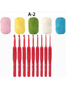 EDCUEBE7 1 Set Alat Rajut Kait Set Perlengkapan Jahit Kit Merajut untuk Pemula, Dengan Benang Rajut dan Tas Penyimpanan, Kait Rajut Ergonomis dan Aksesoris (Semua Warna Produk Acak, Kemasan Benang Acak) - Berbagai gaya - View 14