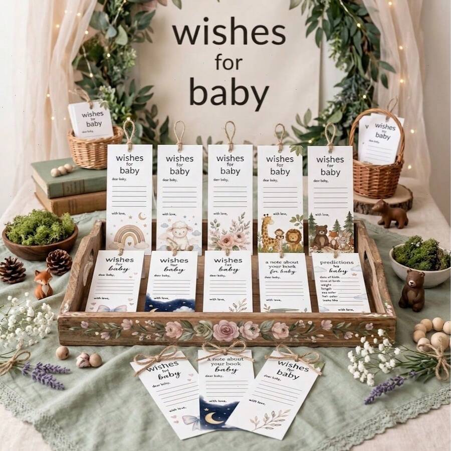 Wishes For Baby Bundle, Baby Shower Games, Predictions And Advice For Baby, Baby Shower Party Favors For Guests - Multicolor - View 1