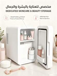 SMEGGEMS Kulkas Kosmetik Mini 4L dengan Cermin LED yang Dapat Diatur, Fungsi Pendinginan & Pemanasan untuk Penyimpanan Perawatan Kulit dan Makeup, Kulkas Kecantikan Portabel untuk Kamar Tidur, Asrama, Kantor, Mobil - Putih - View 4