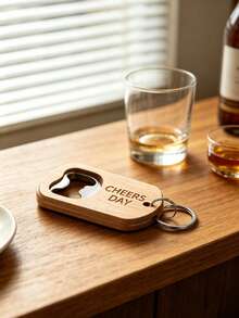 Customized Bottle Opener, Personalized Keychain Bottle Opener, Multifunctional Wooden Beer Bottle Opener Keychain, Gift For Party, Gathering, Birthday, Holiday, Portable Hanging Ornament, Wine Opening Tool, Creative Customized Small Gift, Outdoor, Home, Car, Personal Accessory - Multicolor - View 4