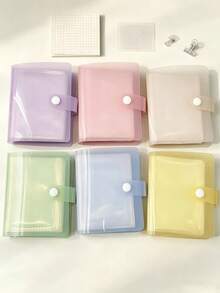 1pc/2pcs 1-Pocket Ins Style Minimalist Matte Macaron Color Snap Button Card Album, 3-Inch Idol Photo Card Portable Storage Album, Multi-Functional Storage Album, Jewelry Storage, Sticker Storage - 3-inch - View 2