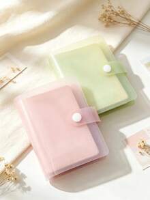 1pc/2pcs 1-Pocket Ins Style Minimalist Matte Macaron Color Snap Button Card Album, 3-Inch Idol Photo Card Portable Storage Album, Multi-Functional Storage Album, Jewelry Storage, Sticker Storage - 3-inch - View 4