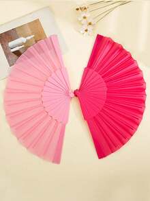 1/4 Solid Color Flat Plastic Folding Fans, Women's Fashion Elegant Minimalist Hand Fans, Wedding Performance Fans, Portable Handheld Dance Party Fans, Chinese-Japanese Style Wedding Decoration Folding Fans - Multicolor - View 7