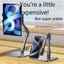 Rotatable Tablet Stand Desktop Support Phone Holder For Learning And Live Streaming, Metal Folding Carbon Steel Phone Stand, 360° Rotating Telescopic Slouchy Tablet Holder - View 2