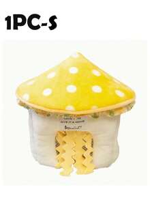 1pc Small Pet Hideout, Yellow Mushroom Shaped Comfortable Shelter, Suitable For Rabbits And Guinea Pigs, Soft Indoor Sleeping Hut, Cute Pet Cage Hideout, Warm Resting Nest For Rabbits, Guinea Pigs, Hamsters And Other Small Pets - A - View 12