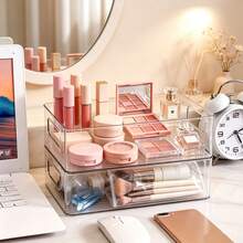 1/2/3pcs Grafted Eyelash Storage Box, Desktop Multi‑Functional Transparent Visible Display Organizer Box, Jewelry & Cosmetic Storage, Makeup Brush Holder, Perfume Storage Case, Ideal Women Gift, Christmas Holiday Present - Multicolor - View 6