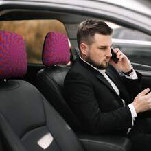2pcs/Set Car Headrest Covers, Funny Visual Rotating Design, Ice Silk Printed Fabric Material, Car Accessories, Unisex, Universal Design, Suitable For Most Car Models, Dust-Proof, Washable, Easy To Install Car Seat Headrest Accessories - Multicolor - View 8