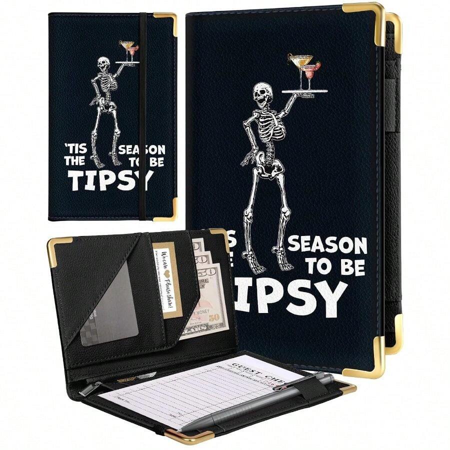 Server Book Waitress Cute Serving Books With Zipper Pocket Accessories Leather Server Check Book Restaurant Waiter Server Booklet Organizer Ticket Book Holder Skull - Skull - View 1