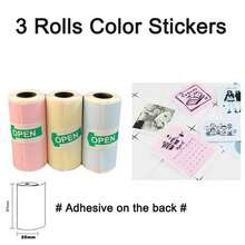 Self‑Adhesive Continuous Paper Rolls, Color & White Background, For Mini Portable Label Printer, DIY Journal Sticker, Classification Marking - Multicolor - View 3