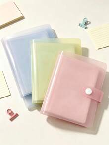 1pc/2pcs 1-Pocket Ins Style Minimalist Matte Macaron Color Snap Button Card Album, 3-Inch Idol Photo Card Portable Storage Album, Multi-Functional Storage Album, Jewelry Storage, Sticker Storage - 3-inch - View 3