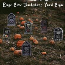 6pcs Halloween Tombstone Yard Stakes, Halloween Horror Party Decorations, Scary Tombstone Headstone Lawn Signs, Suitable For Halloween Decor, Home Outdoor Lawn Garden Decoration, Halloween Tombstone And Cemetery Decor - Halloween Tombstone - View 5