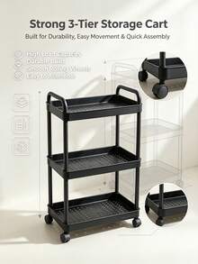 1pc Multifunctional Storage Cart, Movable Gap Bookshelf, Suitable For Living Room, Kitchen, Bedroom, Bathroom And Other Home Use, Cart, Rolling Cart, Camping, Cart With Wheels, Storage Rack - White - View 6