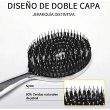 Gold-Plated Hollow Round Massage Comb With Knitted Hair Scrunchie Set - Gold Comb + Hair Tie - View 3